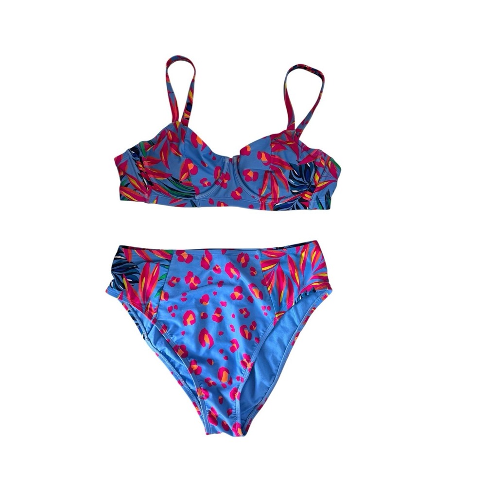 Tabitha Brown for‎ Target Blue Tropical Leopard Print Bikini Set Women's XL